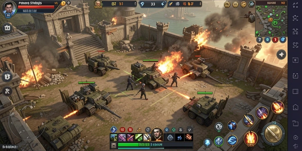Screenshot utama H03 menampilkan pertempuran strategis yang intens.