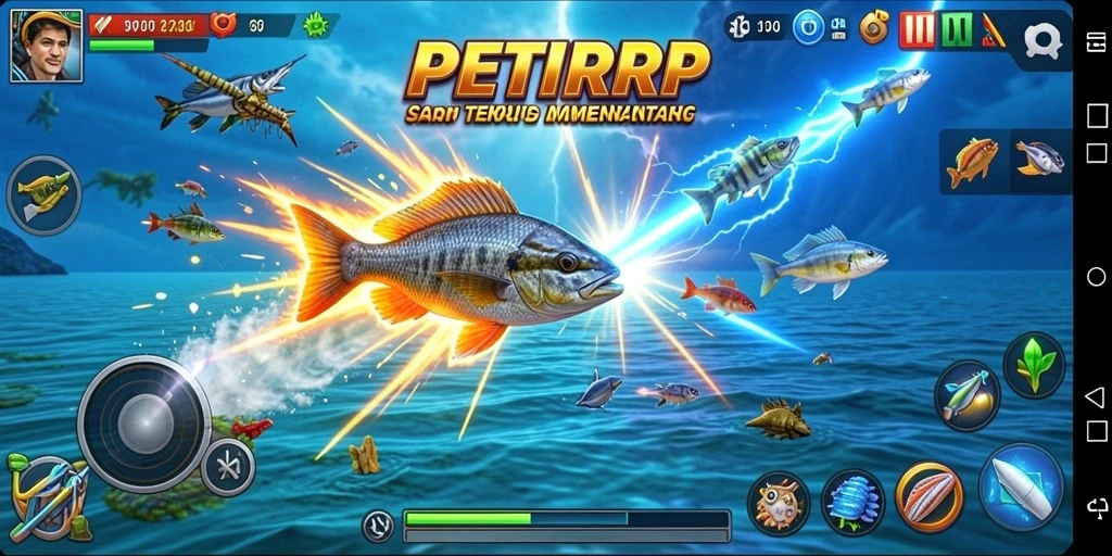Tampilan gameplay PETIRRP dengan aksi tembak ikan yang menegangkan.