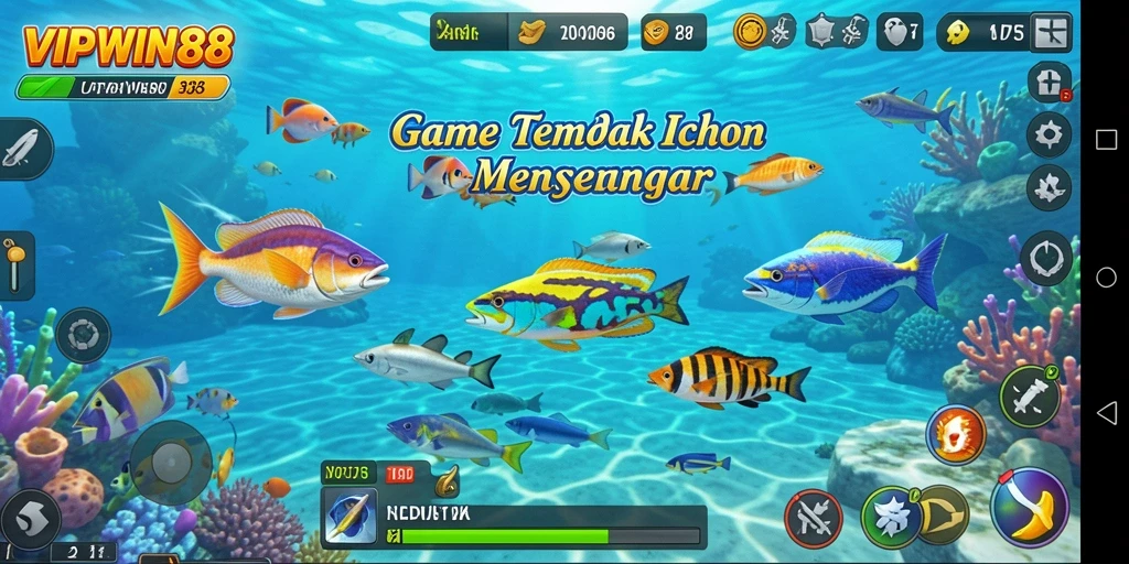 Tampilan gameplay seru di VIPWIN88 saat menembak ikan.
